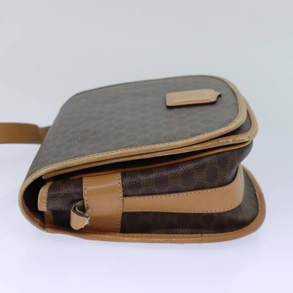 CELINE Macadam Canvas Shoulder Bag Pvc Leather Brown Gold - Picture 3 of 16